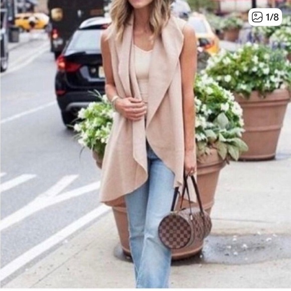 Moth Jackets & Blazers - Anthropologie MOTH cascading Sleeveless Tan Open Cardigan M/L
